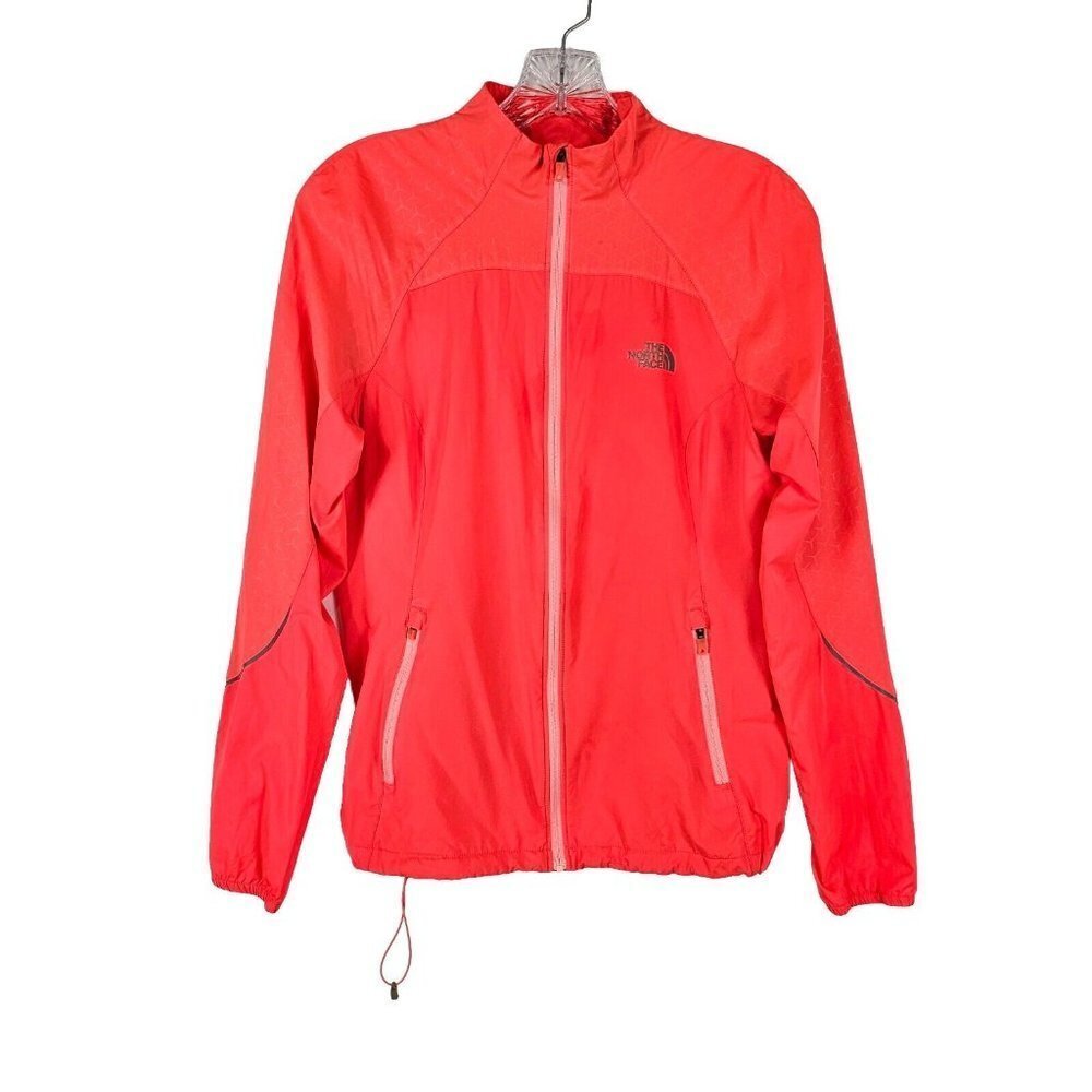 The North Face Windbreaker Reflective Jacket Womens Size Small Coral Orange Pink